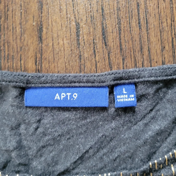 Apt.9 Dark Gray with Gold Sequins Short Sleeve T-Shirt Top Size Women's Large - Picture 9 of 10